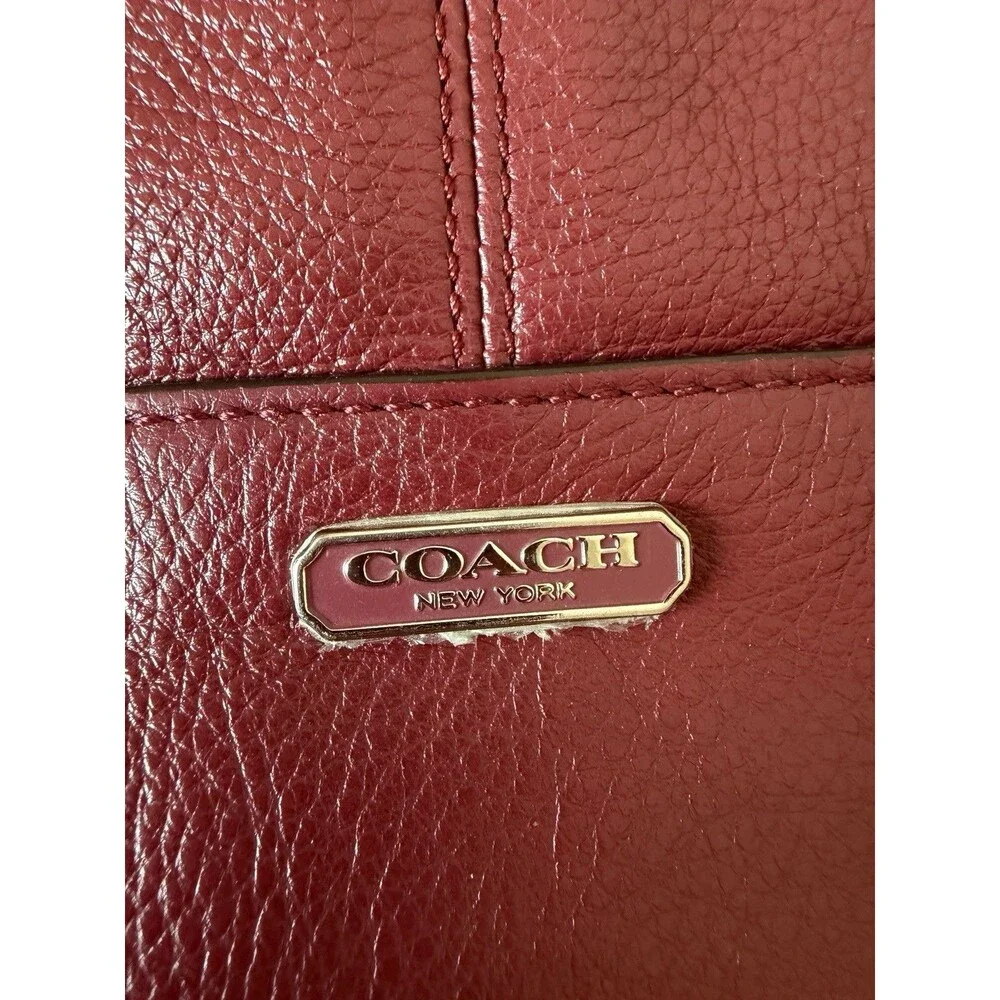 Coach Park Carrie Tote Crimson Pebbled Leather Shoulder Bag Purse
